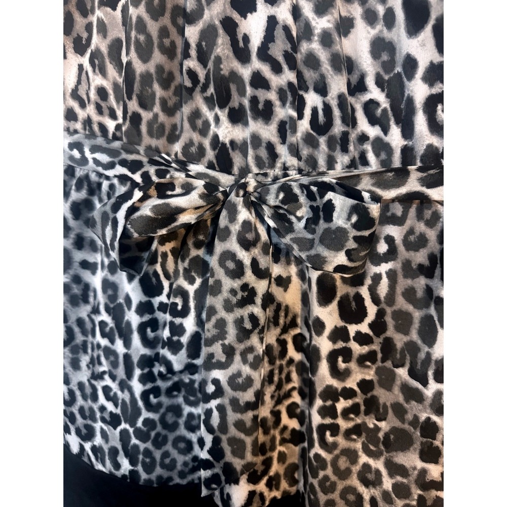 Express‎ Leopard Print Halter Dress Women's Medium Belted Black & White Lined - Picture 6 of 10